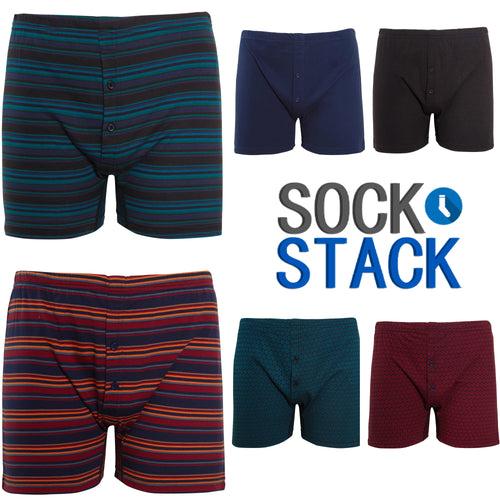 Sock Stack Men's Jersey Boxer Shorts Pack Of 6 Classic Fit Underwear Stretch Comfort