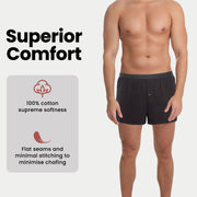 Sock Stack Men's Boxer Shorts Pack Of 6 Loose Fit Cotton-Blend Jersey With Button Fly