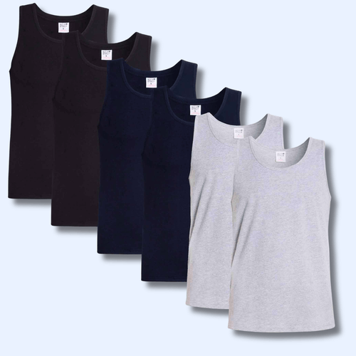 Sock Stack Pack Of 6 Mens Cotton Blend Gym Muscle Vests Fitted Lightweight Breathable
