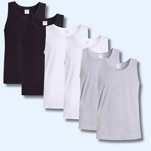 Sock Stack Pack Of 6 Mens Cotton Blend Gym Muscle Vests Fitted Lightweight Breathable