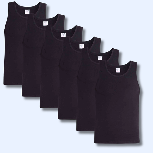 Sock Stack Pack Of 6 Mens Cotton Blend Gym Muscle Vests Fitted Lightweight Breathable