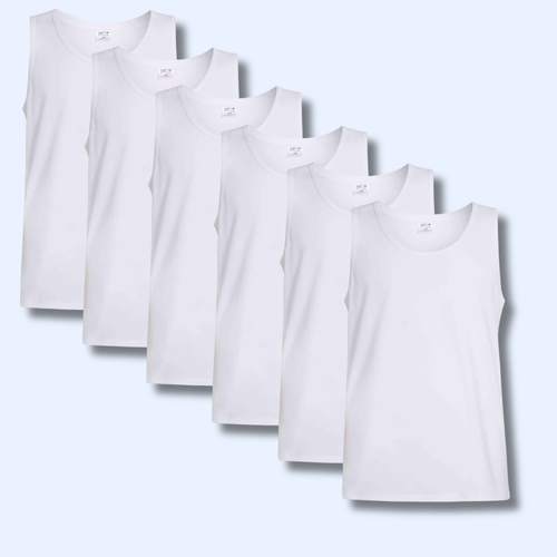 Sock Stack Pack Of 6 Mens Cotton Blend Gym Muscle Vests Fitted Lightweight Breathable