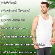 Sock Stack Pack Of 6 Mens Cotton Blend Gym Muscle Vests Fitted Lightweight Breathable