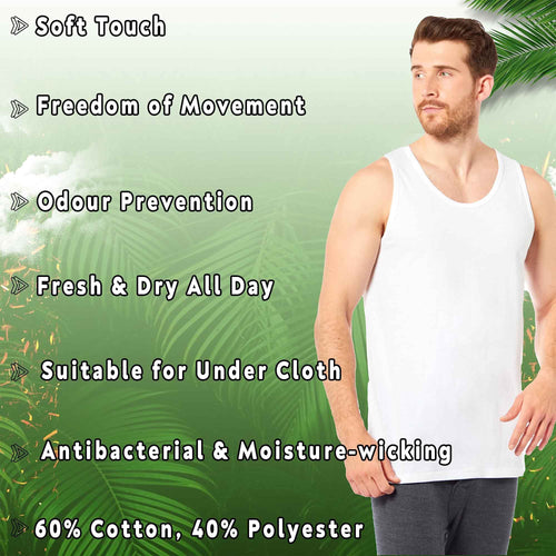 Sock Stack Pack Of 6 Mens Cotton Blend Gym Muscle Vests Fitted Lightweight Breathable