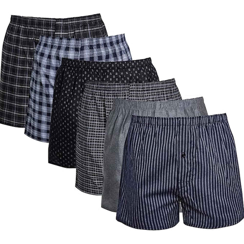 Sock Stack MB02 Pack Of 6 Mens Loose Fit Boxers With Comfort Waistband Button Fly