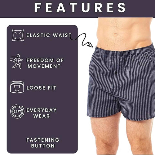 Sock Stack MB02 Pack Of 6 Mens Loose Fit Boxers With Comfort Waistband Button Fly