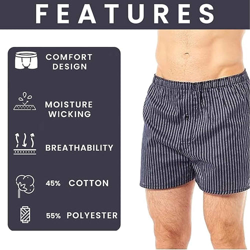 Sock Stack MB02 Pack Of 6 Mens Loose Fit Boxers With Comfort Waistband Button Fly