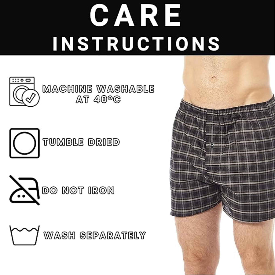 Sock Stack Men's Woven Boxers 6 Pack Loose Fit Comfort Waistband Cotton Mix Multipack Cotton Rich Comfort Fit