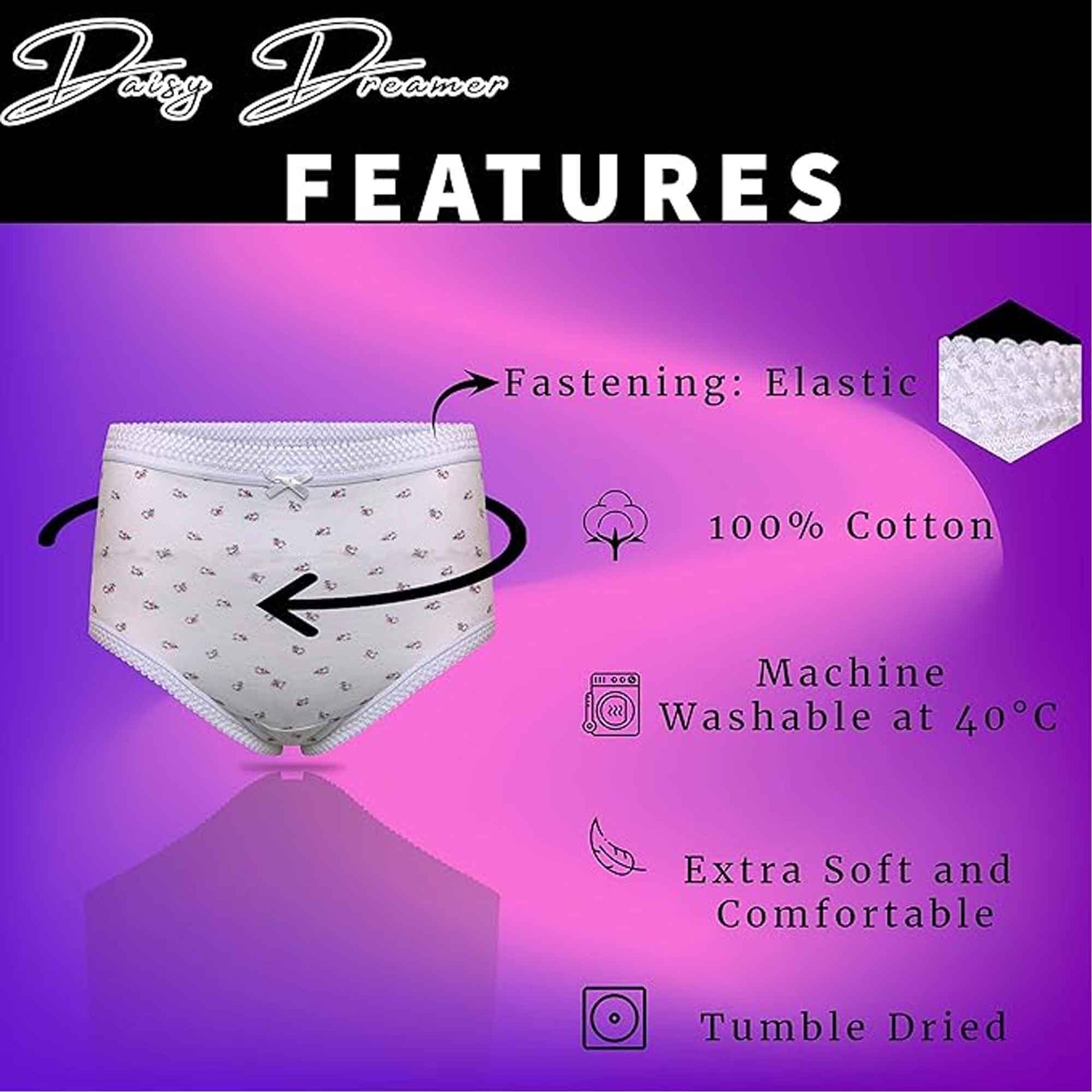 Sock Stack Pack Of 6 Womens 100% Cotton Maxi Briefs Full Coverage Breathable Everyday