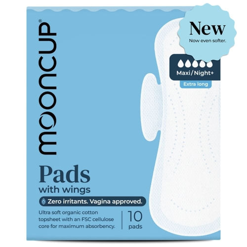 Pads with Wings | Maxi / Night+ | Extra Long | Plastic-Free | Vegan (10 Pack)