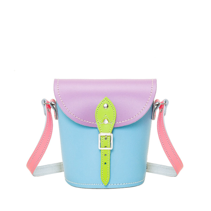 Handmade Leather Barrel Bag - Pastel Kaleidoscope