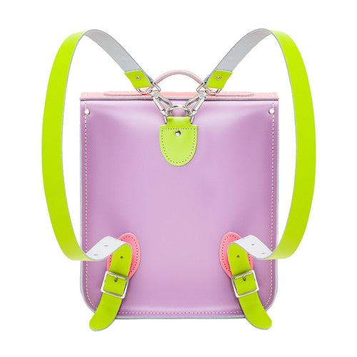 Handmade Leather City Backpack - Pastel Kaleidoscope