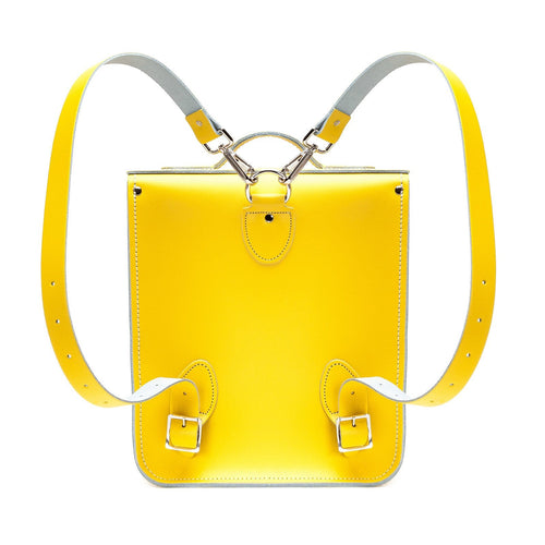 Handmade Leather City Backpack - Pastel Daffodil Yellow