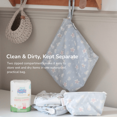 Peppa Pig Grab & Go Nappy Wet Bag - George & Mr.Dinosaur | White