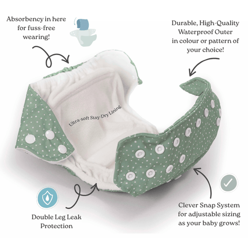 One Size All-In-One Reusable Cloth Nappy - Rainbow Oatmeal