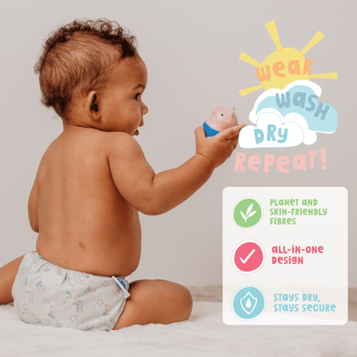 Peppa Pig One Size All-In-One Reusable Cloth Nappy - Blush Stripe