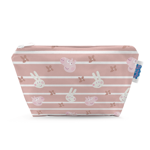 Peppa Pig Small Reusable Cloth Wipe Wet Bag - Blush Stripe
