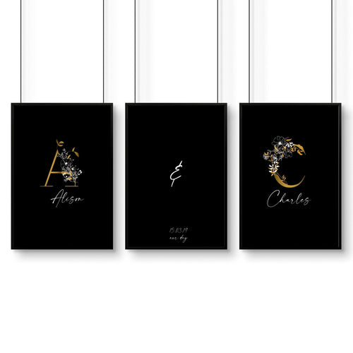 Anniversary gift for one year | set of 3 wall art prints