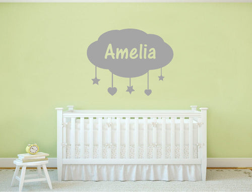 Personalised Cute Vinyl Name Sticker Cloud for Nursery
