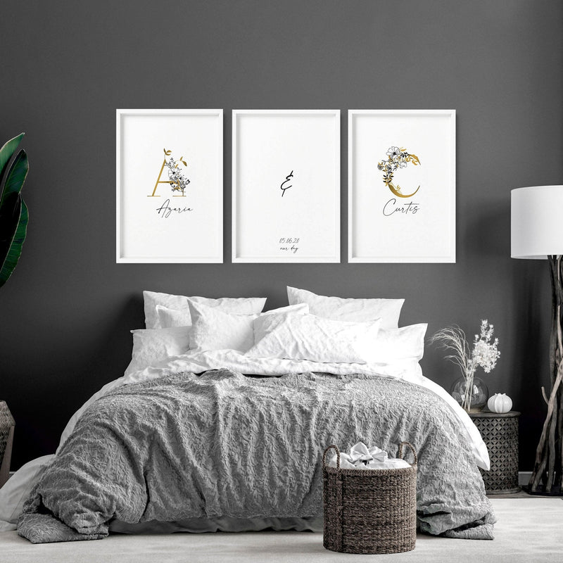 First year of marriage anniversary gift | set of 3 wall art prints