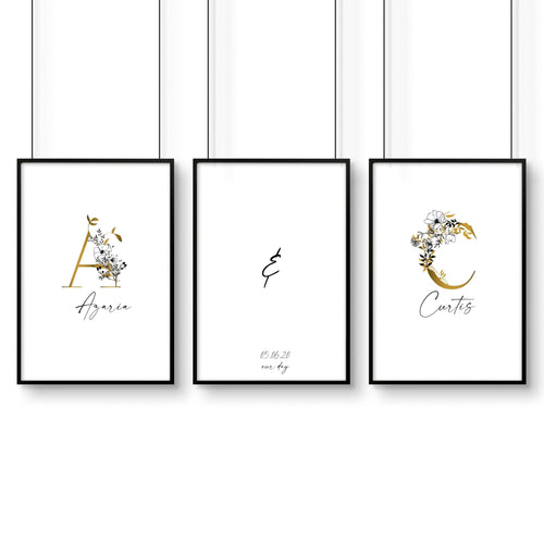 First year of marriage anniversary gift | set of 3 wall art prints
