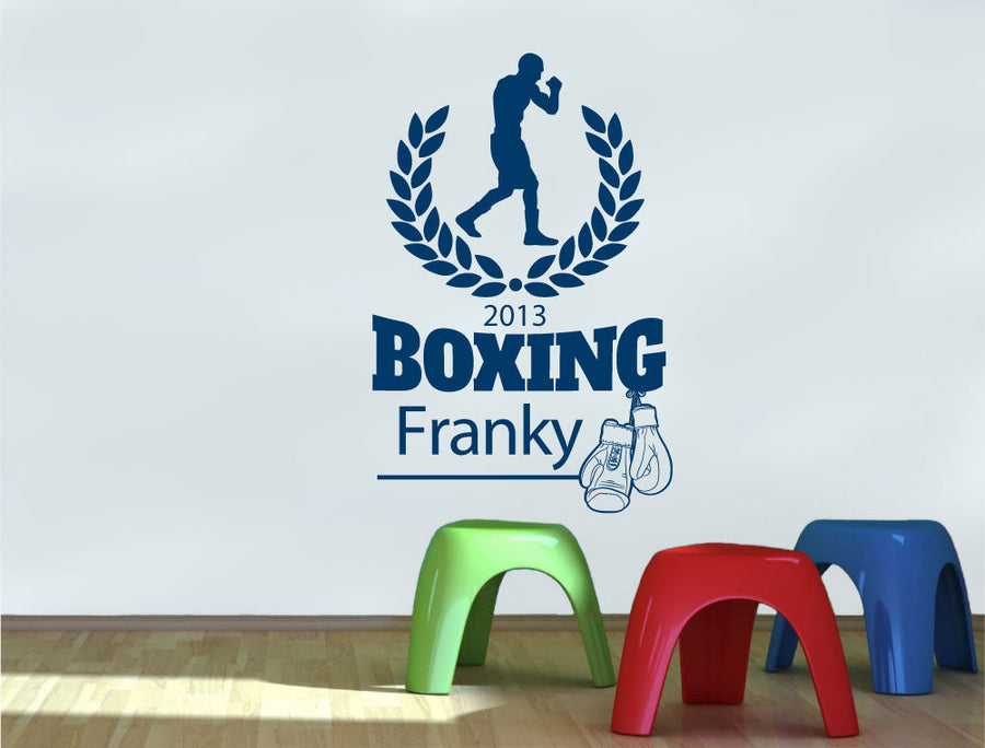 Personalised Boxing Wall Sticker – Custom Name Home Gym Decor
