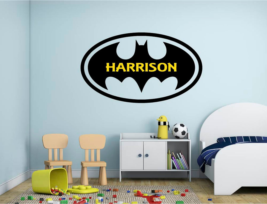Personalised Batman Superhero Wall Sticker – Custom Name Decal for Kids’ Bedroom