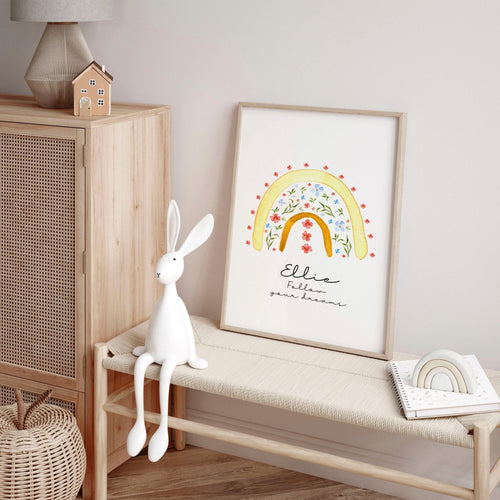 Rainbow nursery decor | Personalized wall art prints