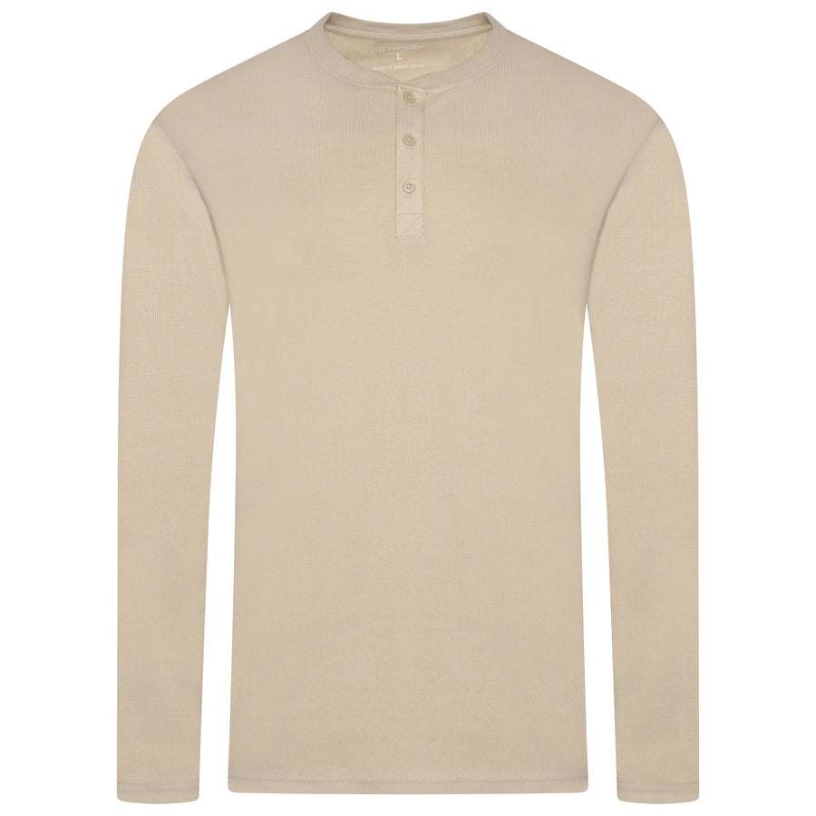 Henley Waffle Knit Long Sleeve Top
