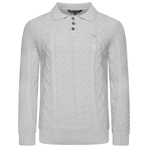 Crew Clothing Company Cable Knit Button Neck Jumper