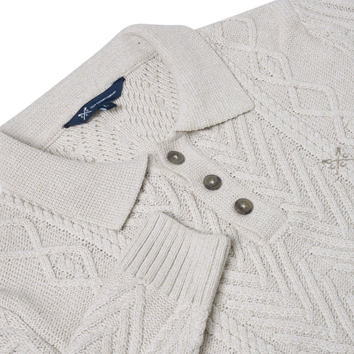 Crew Clothing Company Cable Knit Button Neck Jumper