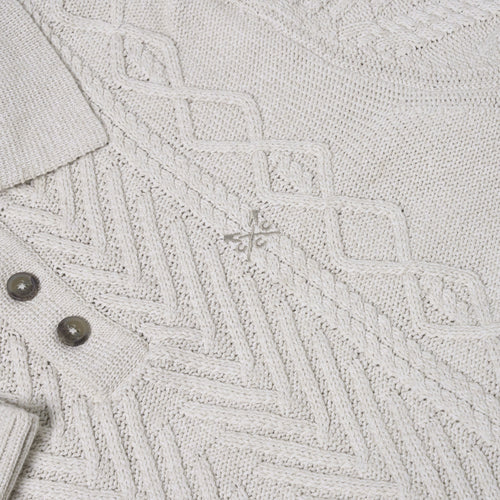 Crew Clothing Company Cable Knit Button Neck Jumper