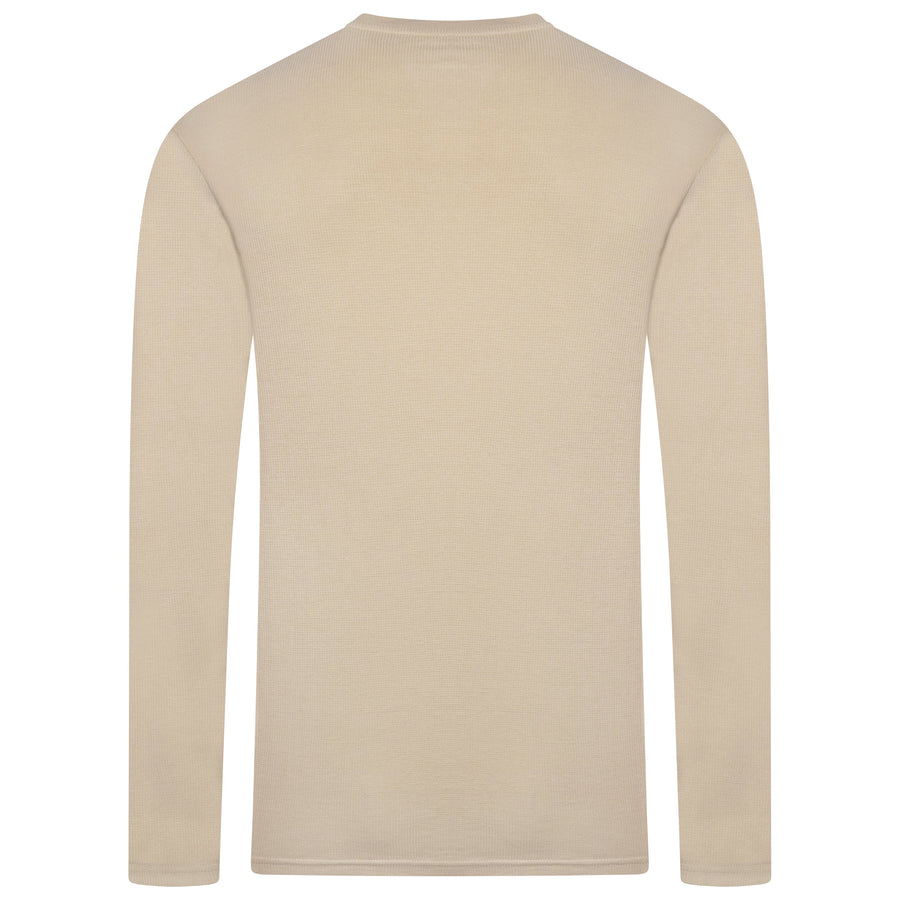 Henley Waffle Knit Long Sleeve Top