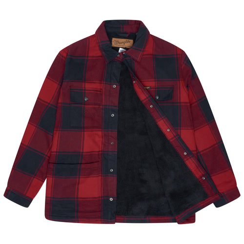 Wrangler Sherpa Lined Flannel Snap Shirt Jacket