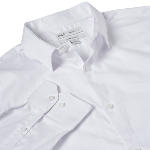 M&S Regular Fit Easy Iron Pure Cotton Shirt
