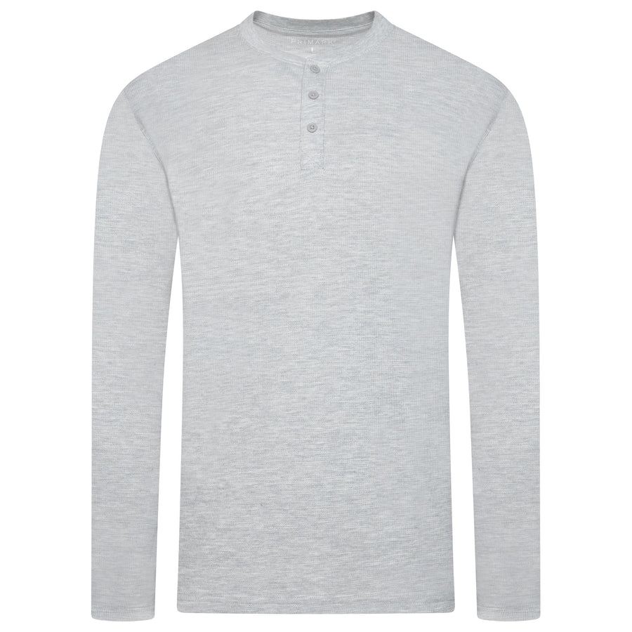Henley Waffle Knit Long Sleeve Top