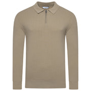 Contempo Half Zip Stretch Ribbed Polo Jumper