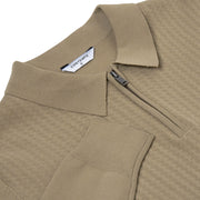 Contempo Half Zip Stretch Ribbed Polo Jumper