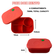 Pick Plates Pick Box Bento Silicone Lunch Box – 4 Compartment 750ml