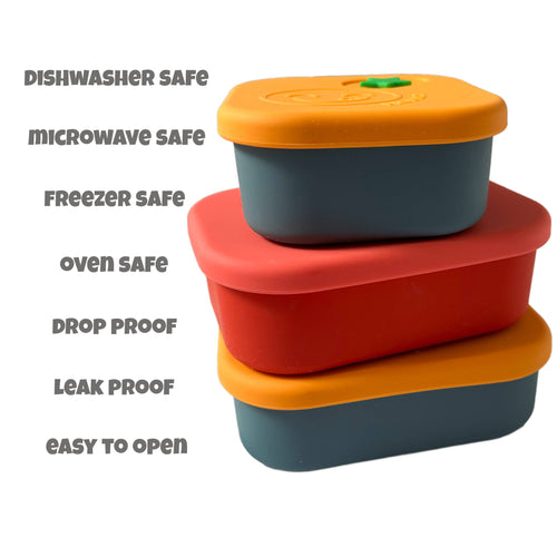 Pick Plates Pick Box Classic Silicone Lunch Box – 3 Compartment 750ml