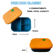 Pick Plates Pick Box Classic Silicone Lunch Box – 3 Compartment 750ml