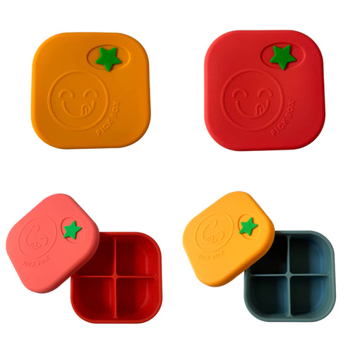 Pick Plates Pick Box Snack Silicone Snack Box – 4 Compartment 500ml
