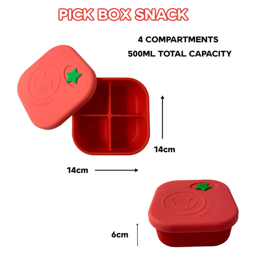 Pick Plates Pick Box Snack Silicone Snack Box – 4 Compartment 500ml