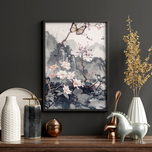 Picture Walls Living Room | Set of 3 Chinoiserie Wall art Prints