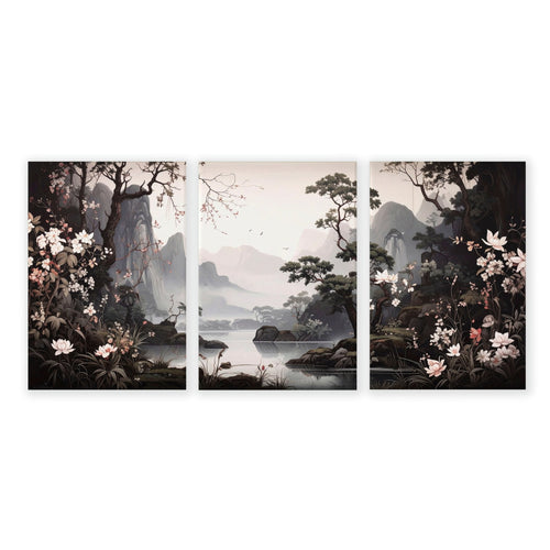 Pictures For Living Room Wall | Set of 3 Chinoiserie Wall art Prints