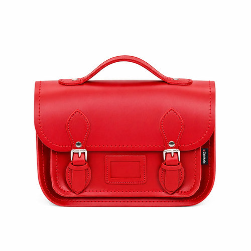 Leather Midi Satchel - Pillar Box Red