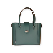 Leather Mini Twist Lock Shopper Bag - Pine