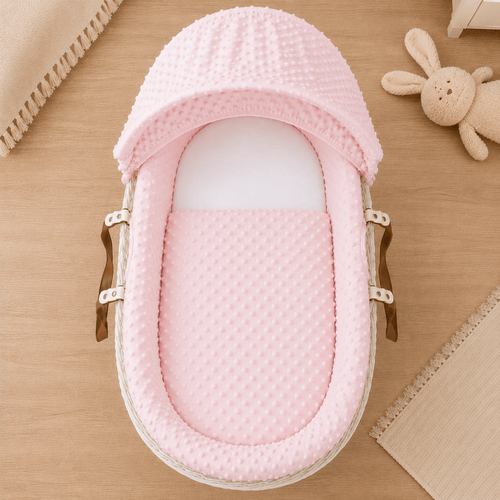 Pink Dimple Moses Basket Bedding Set (Basket Not Included!)