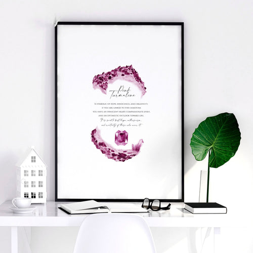 Pink Tourmaline birthstone | wall art print