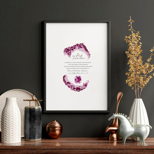 Pink Tourmaline birthstone | wall art print